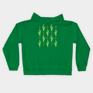 Green and red cactus pattern Kids Hoodie